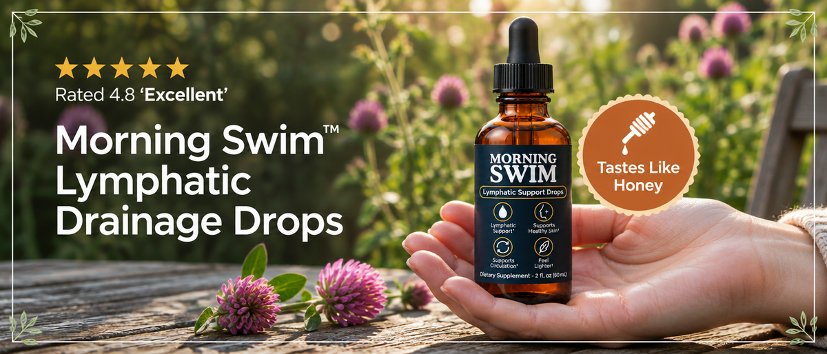 Morning Swim Lymphatic Drainage Drops, rated 4.8 Excellent, tastes like honey.