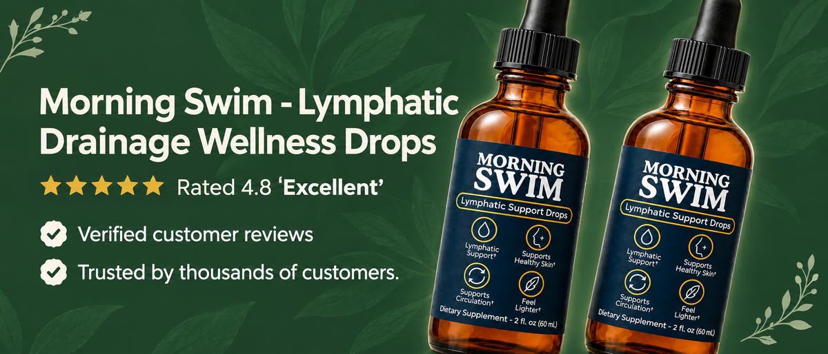 Morning Swim Lymphatic Drainage Wellness Drops, rated 4.8 Excellent.